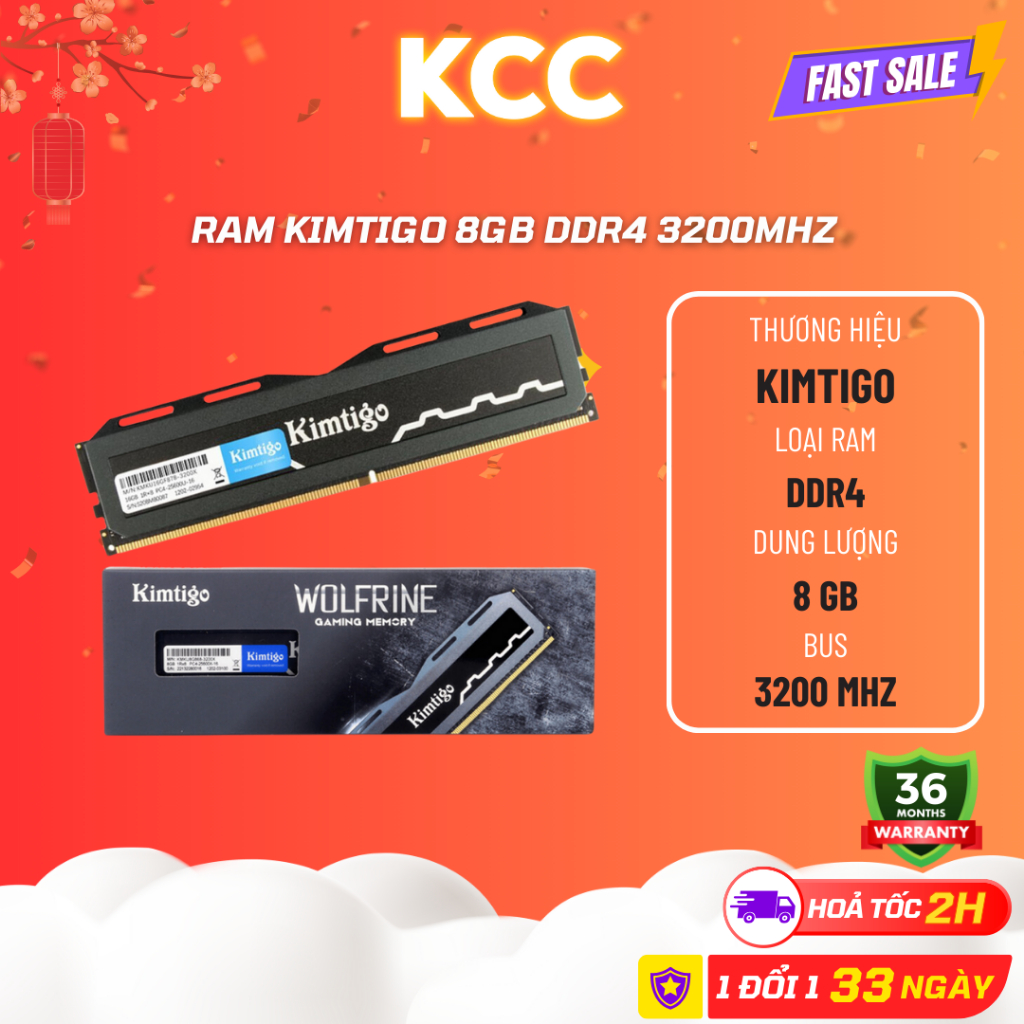 Kimtigo 8GB DDR4 3200MHz 內存 - 全新
