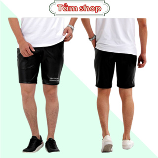 皮革短褲刺繡皮革字母圖案 ODIN CLUB,本地品牌基本款寬型短褲 - Tamshop