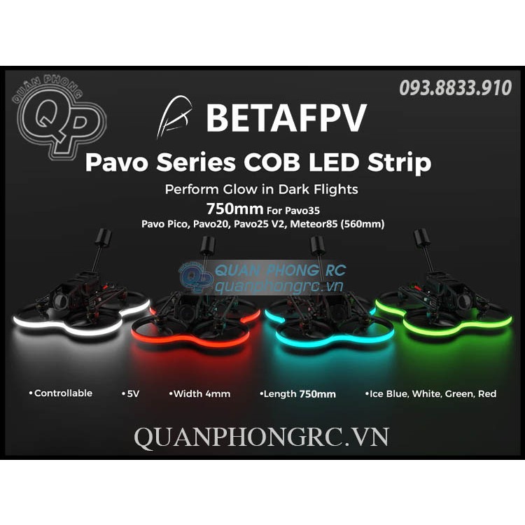 Betafpv LED 線 COB Pavo 系列 COB LED 燈條 5V(1 股)75cm