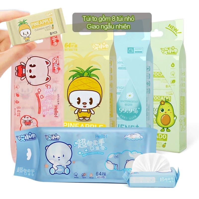 1 件裝 8 個方便的迷你濕紙巾袋,適用於 HAPPY ROOM Baby