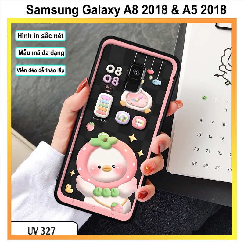 可愛的草莓熊印花手機殼 - 可愛的草莓熊印花手機殼適用於三星 Galaxy A8 2018 和 A5 2018-A8 P