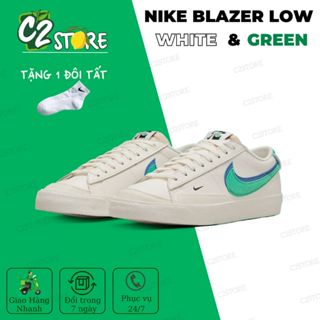 Nike Blazer Low 72 Double Swoosh Sail 綠色運動鞋低幫白藍