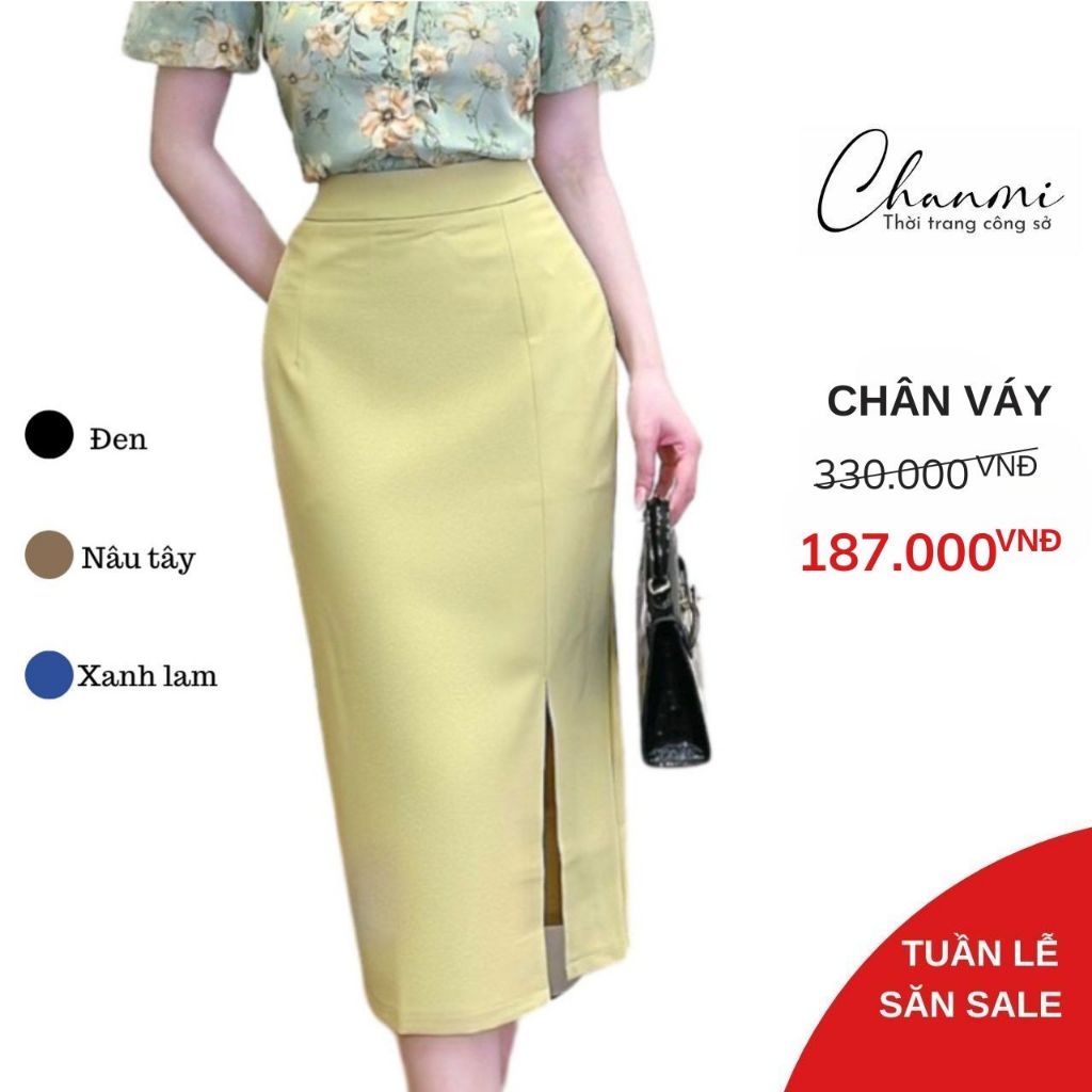 鉛筆裙長過前開叉枕正品優質進口面料高腰裙-chanmi M31