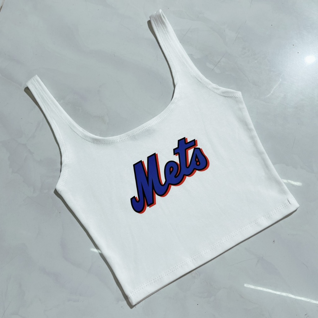 Mets 字母圖案的美麗意大利面肩帶上衣 MS0045