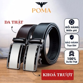 POMA 100% 牛皮男士腰帶,高品質金屬滑扣男士腰帶 - BH