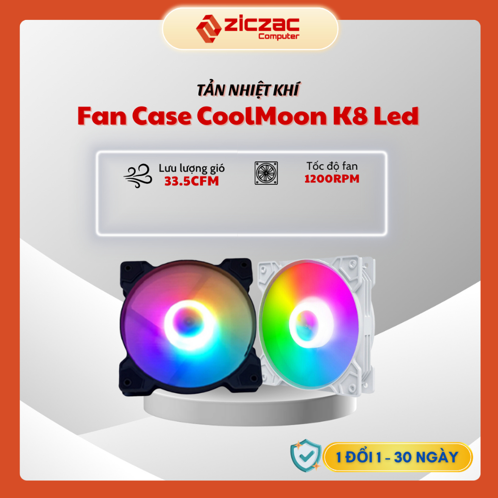 Coolmoon K8 RGB Led 散熱器風扇白色風扇盒 Molex 直接插入 - 無需集線器