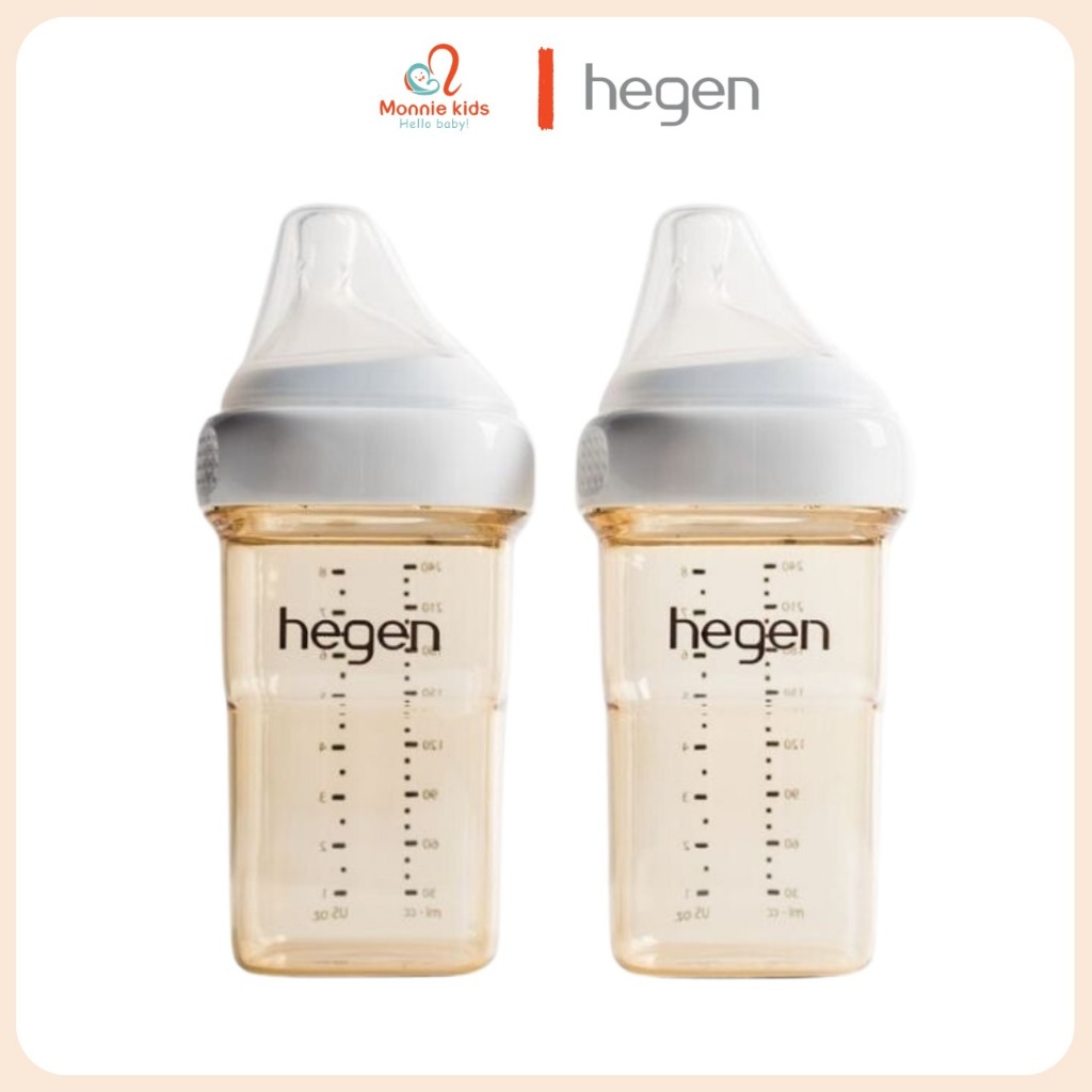 2 套一瓶嬰兒 HEGEN PPSU 240ml 2 個奶嘴,高端嬰兒奶瓶 3m+,Monnie Kids