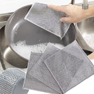 金屬纖維多功能廚房濕巾、洗碗布、平底鍋、平底鍋和銀線平底鍋安全防刮 88452