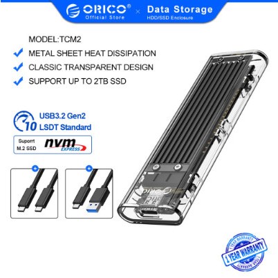 Orico 透明 M2 SSD 盒,將 M.2 SATA M2 NVME 轉換為 Type C TCM2F-C3、TCM