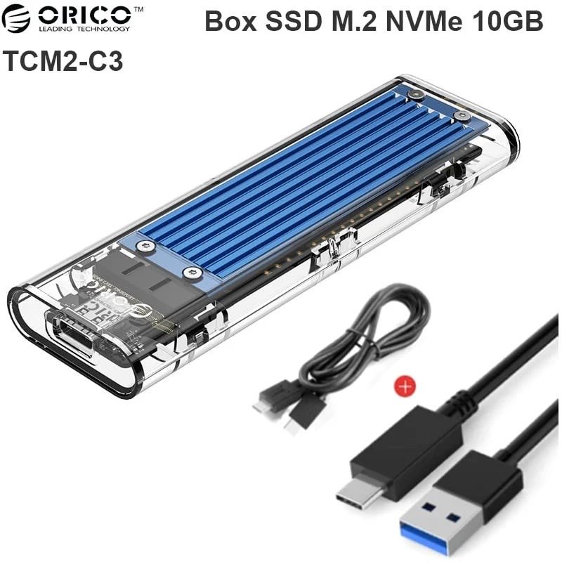 Orico 透明 M2 SSD 盒,將 M.2 SATA M2 NVME 轉換為 Type C TCM2F-C3、TCM