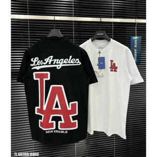 Mlb LA 高品質真絲印花 T 恤搭配 2-Way 棉質標準標籤-LA 美麗熱門趨勢