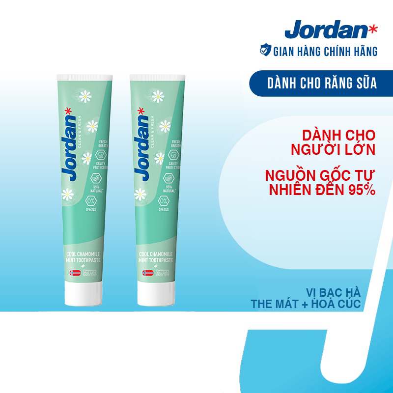 【組合2管】Jordan Clean &amp; Fresh Cool 薄荷成人牙膏 75g/管