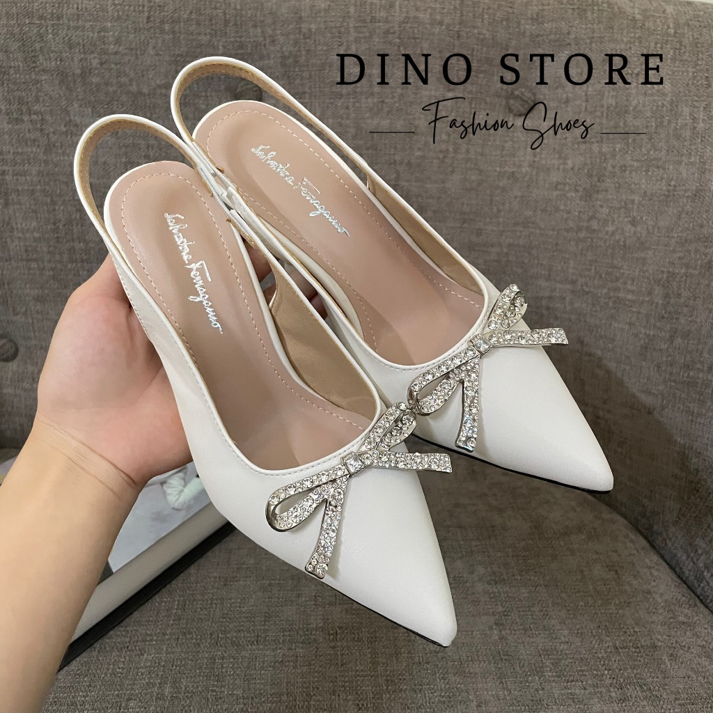 7 英寸尖頭高跟鞋配石弓,軟皮女鞋 - DINO Store