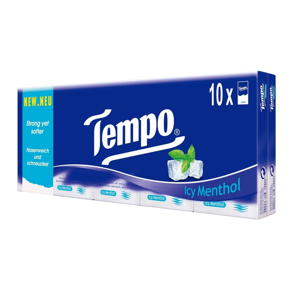 Tempo - Tempo 紙巾 10 包薄荷/無味 - 4 層口袋紙巾無塵高級紙 - 母嬰 Unmei