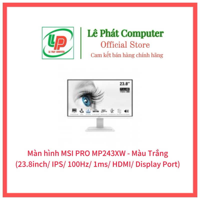 Msi PRO MP243XW 顯示器(23.8 英寸/IPS/100Hz/1ms/HDMI/顯示端口)-正品,
