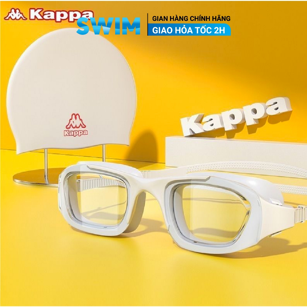 Kappa 近視游泳眼鏡帶方形游泳鏡耳塞絕對防水方形 Kappa 眼鏡