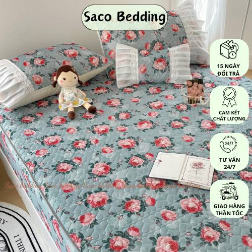 Saco床上用品蕾絲降溫乳膠空調帶彈力枕套全尺寸