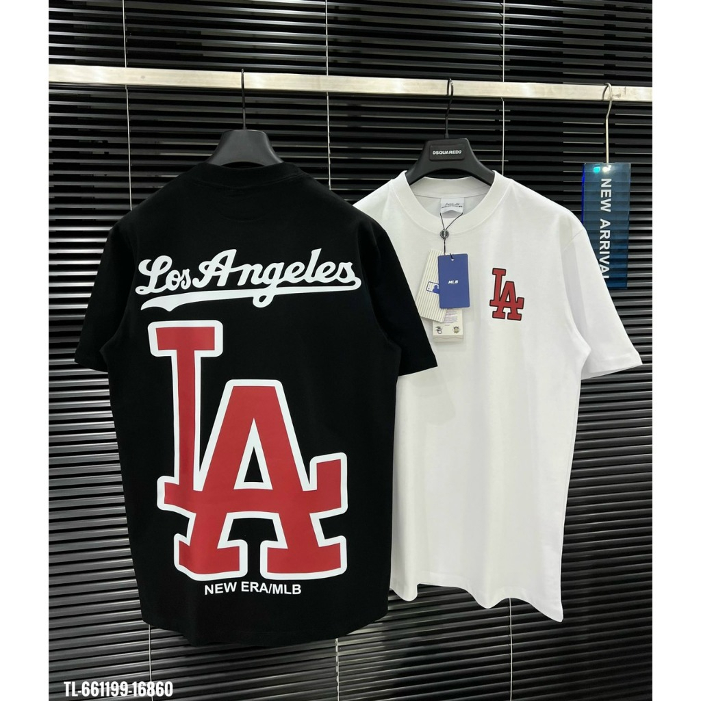 Mlb LA 高品質真絲印花 T 恤搭配 2-Way 棉質標準標籤-LA 2024 年熱門趨勢