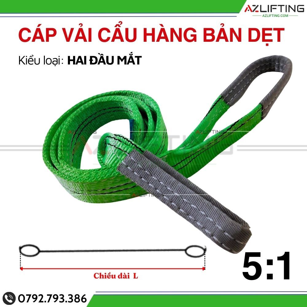 便宜的 2 噸織物電纜 - 起重機電纜扁平版本 2 噸,安全高效 5:1,1-5 米長,眼繩 - 圓形縫紉