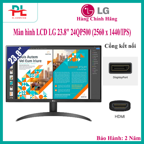 Lg QHD 23.8'IPS AMD FREESYNCTM HDR10 SRGB 99% 24QP500-B 電腦屏幕
