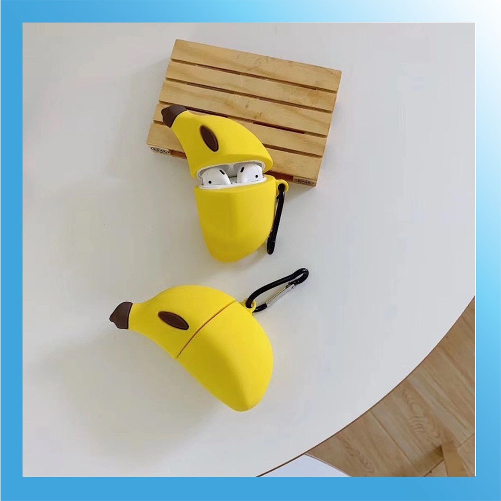 Airpod 1 / 2 / 3 / pro case 具有可愛的香蕉形狀矽膠塑料材料