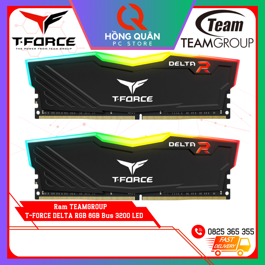 Teamgroup T-FORCE DELTA RGB 8GB DDR4 3200MHz LED 黑/白全新 Ram -