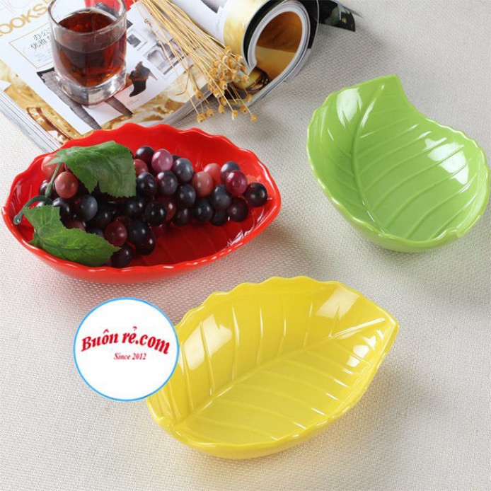 高檔葉形塑料盤2尺寸大小水果糖果新設計食品【越南產品】