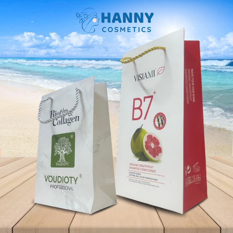 生物素膠原蛋白紙袋帶手柄高品質硬紙袋奢華禮物 - Hanny