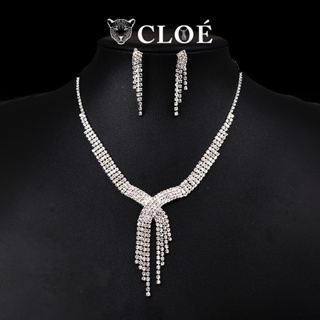 女士蝴蝶結形耳環飾有閃閃發光的珠寶配飾 Cloe Accessories 7156