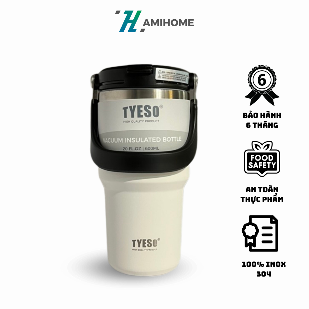 Tyeso 正品高級保溫杯 - 保溫杯 - 吸管瓶,帶手柄 600ml - Hami
