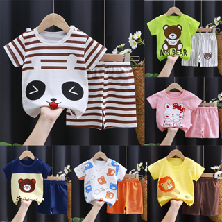 廣州商品 - 純棉無袖套裝 - 夏季卡通印花套裝男孩+女孩 8-20kg - Q12