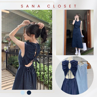 Demim 連衣裙 - 女士露背彈力後背連衣裙 - SANA CLOSET