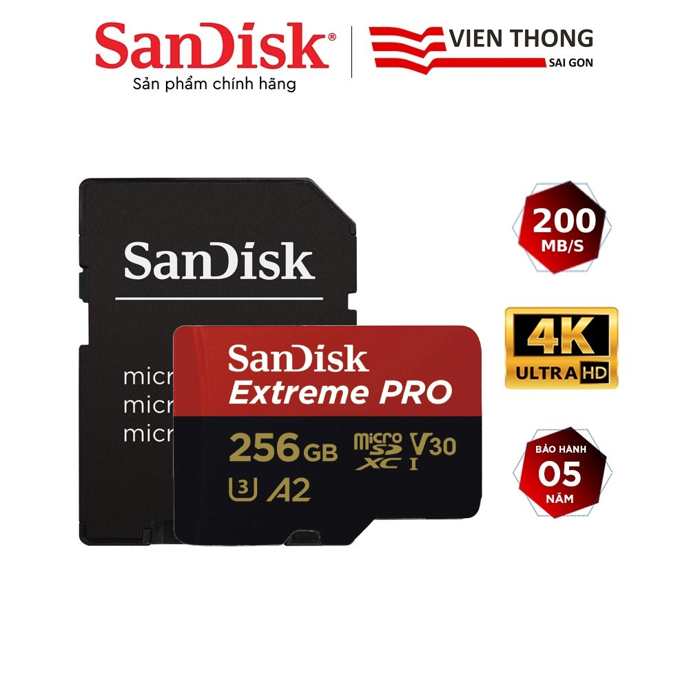 Sandisk Extreme Pro 256GB V30 A2 microSDXC 存儲卡,速度高達 200MB /s