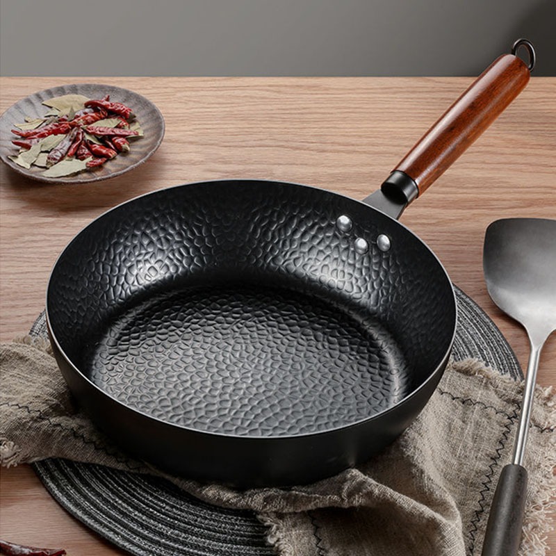Longziwei 不粘鍋 28cm 直徑適用於所有類型的炊具,木柄的深心平底鍋絕緣可拆卸式