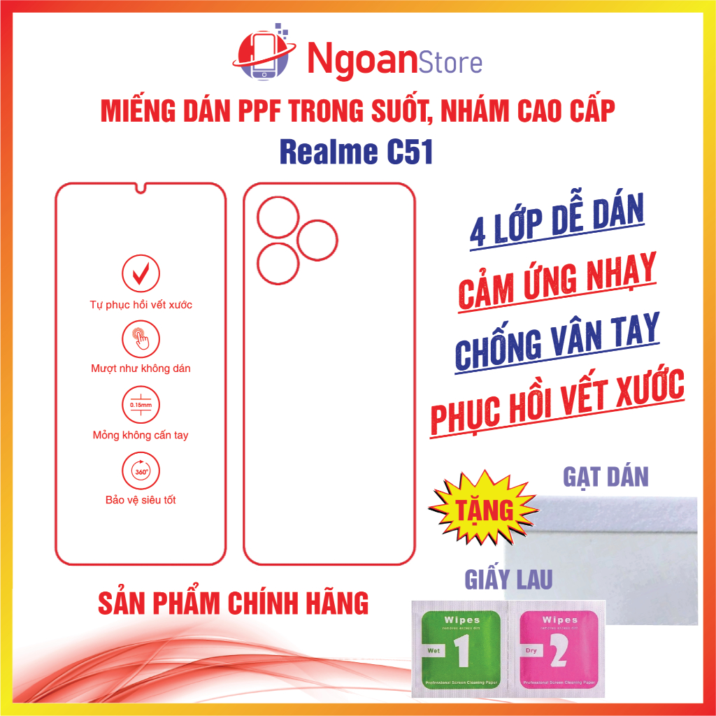 Realme C51 PPF Realme C51 防指紋貼紙可恢復划痕 - Ngoan Store