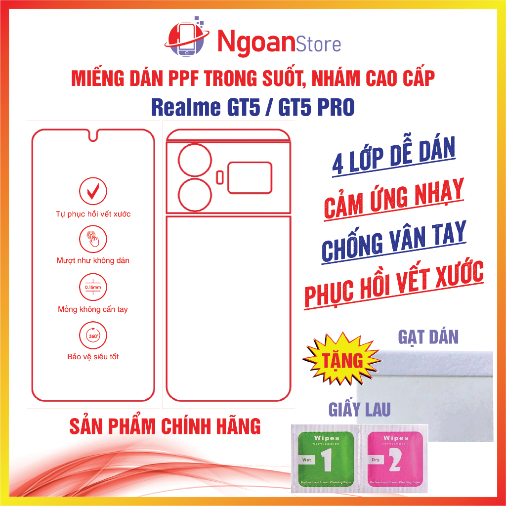 Ppf Realme GT5 / GT5 PRO 防指紋貼紙可恢復划痕 - Ngoan Store