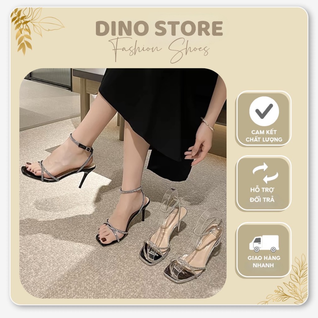 奢華石帶高跟鞋 7 厘米 - 9p 高,DINO Store 時尚高跟涼鞋