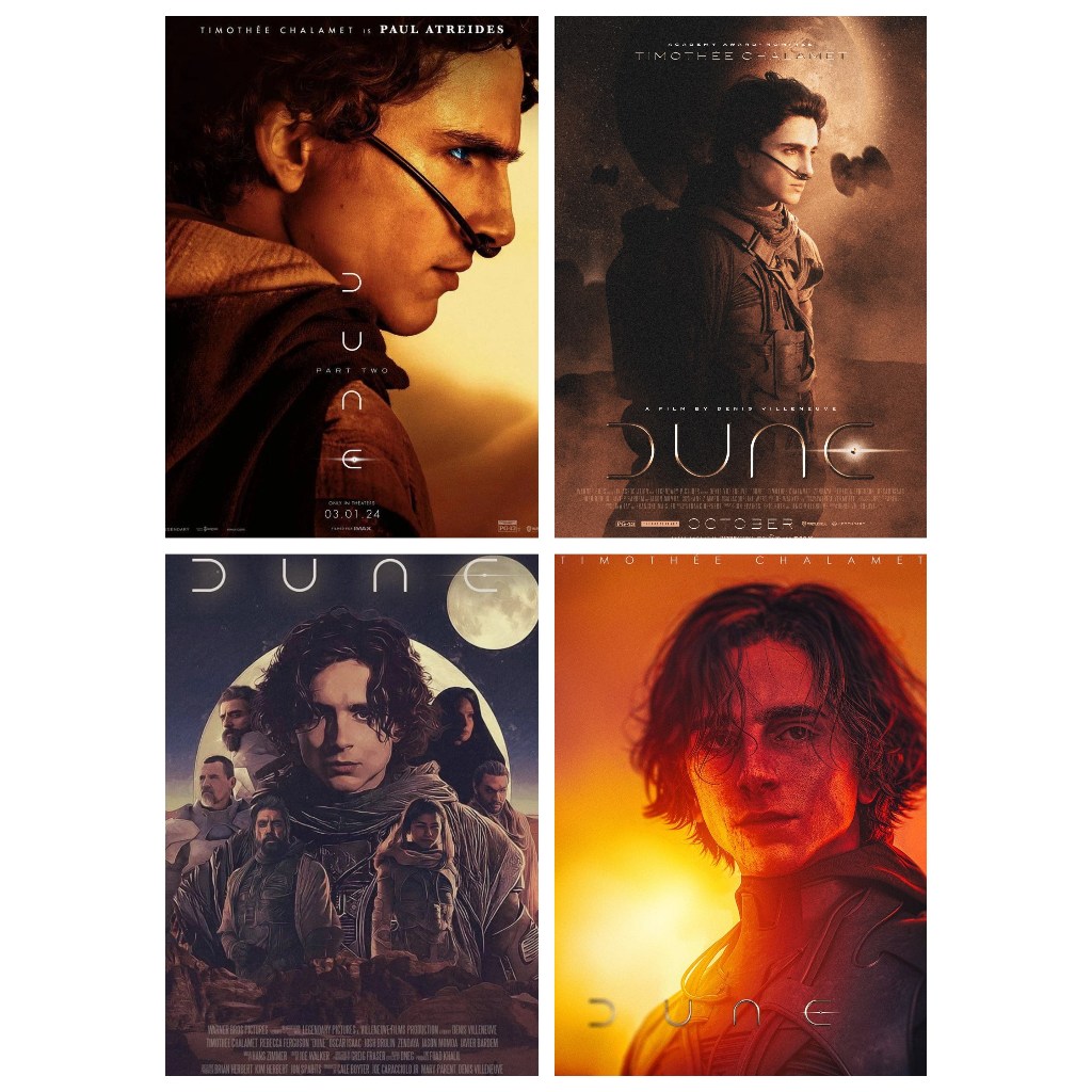 一套 4 張海報 A5,明信片蒂莫西 Chalamet - 沙丘:Sand Planet