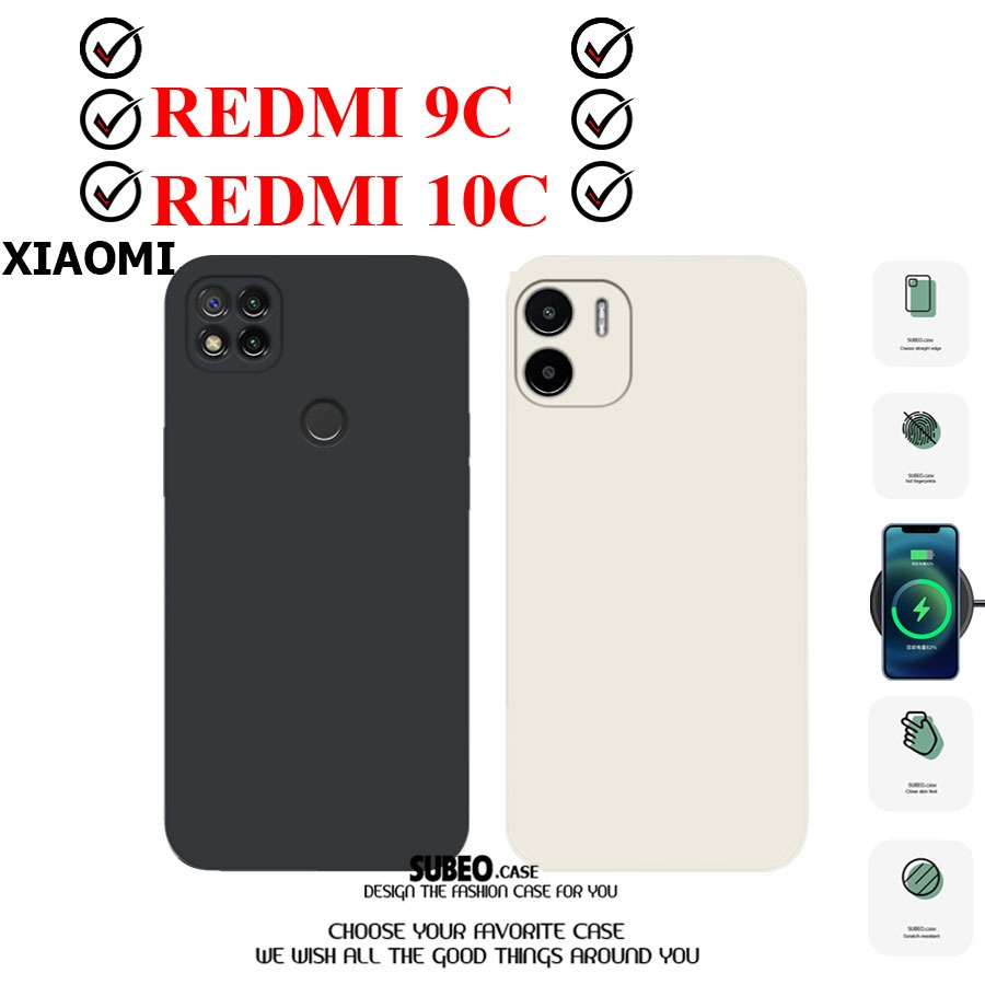 小米 REDMI 9C,帶方形邊框的 REDMI 10C 手機殼,全邊框相機保護膜