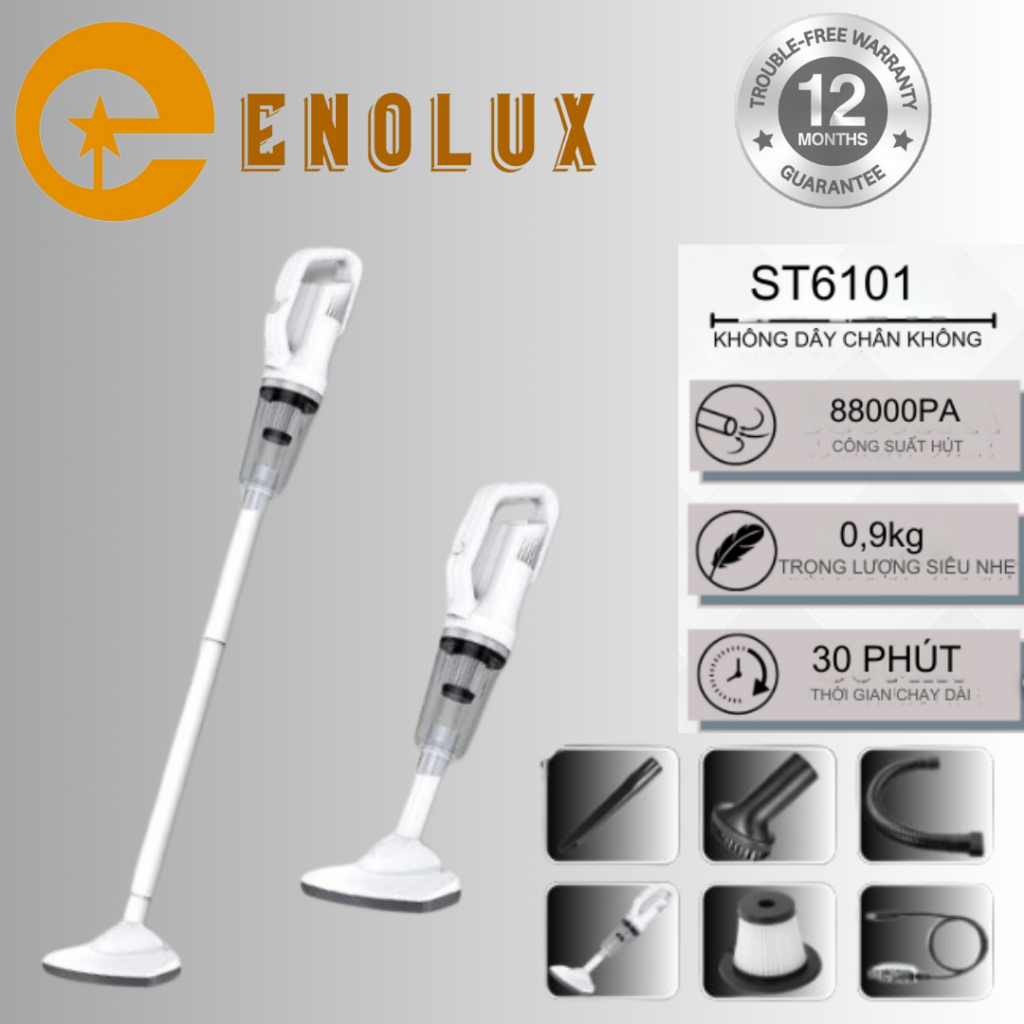 Enolux ST6101 無線吸塵器強力便攜式吸塵器靜音小型乾濕吸塵器