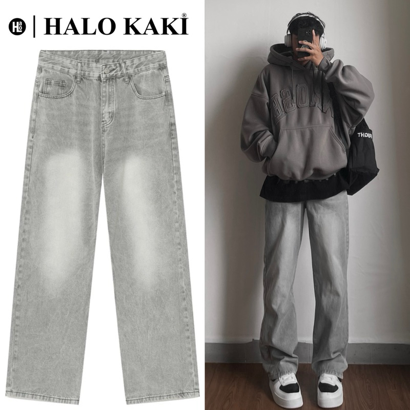 灰色/撕裂 - 闊腿水洗牛仔褲闊腿樂高覆蓋高品質廣州中性鞋 HALO Khaki