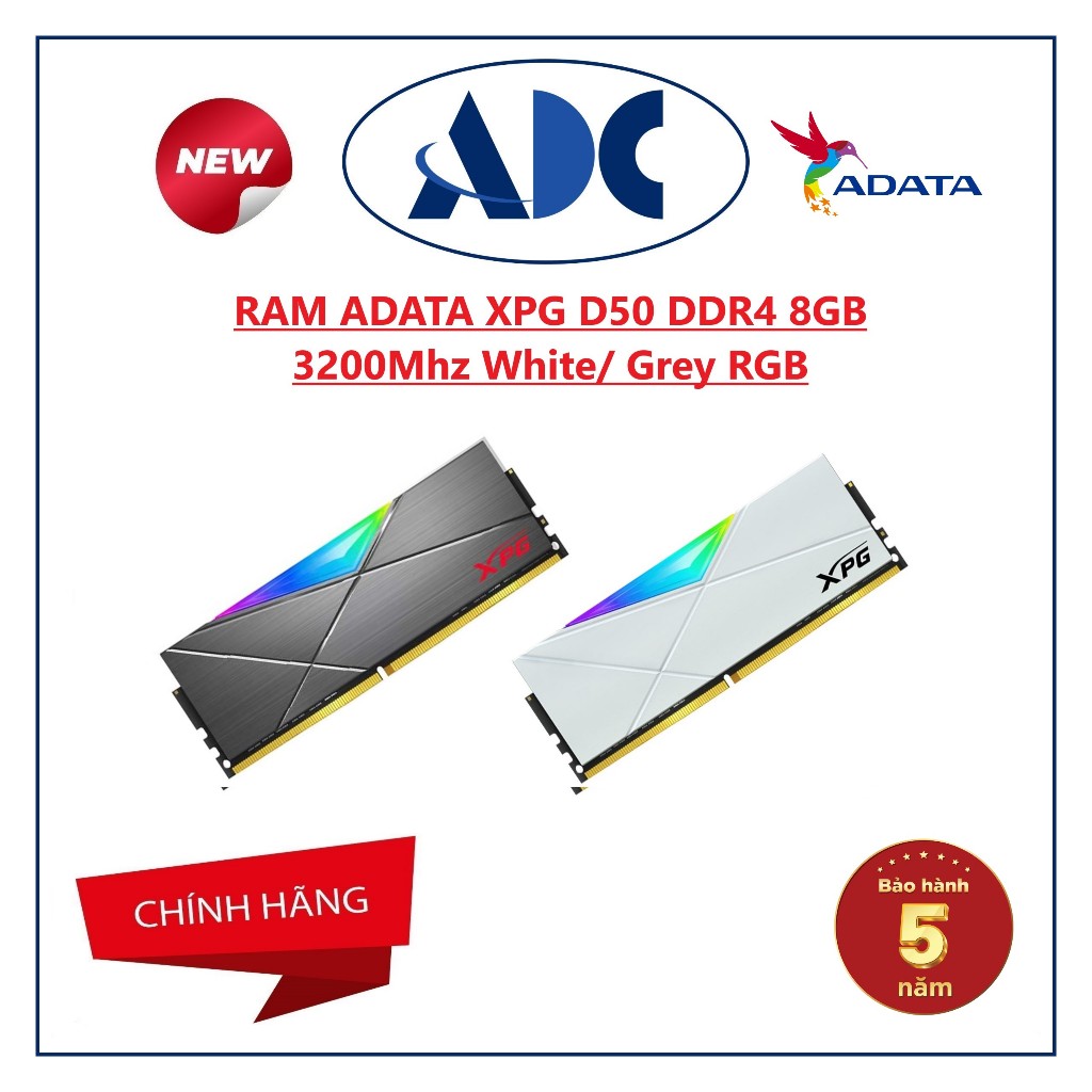 威剛 XPG D50 DDR4 8GB 3200Mhz 白色/灰色 RGB RAM