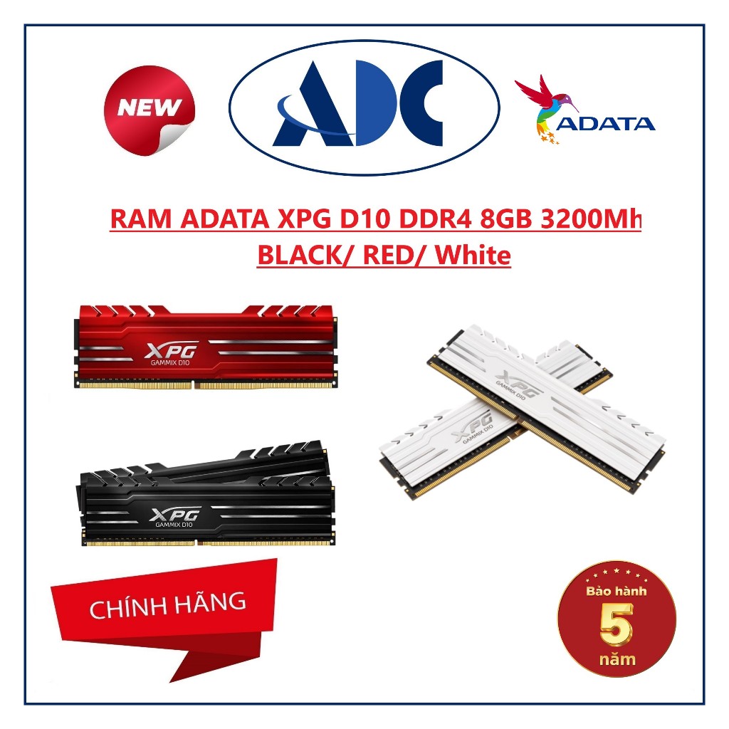 Adata XPG D10 DDR4 8GB 3200Mhz 黑色/紅色/白色 RAM 對 - 正品