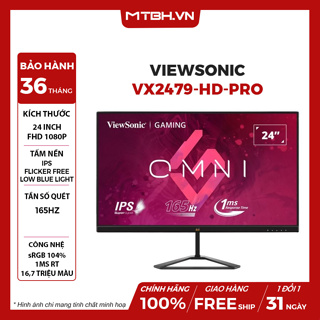 Viewsonic Vx2479-Hd-Pro 24" Fhd Ips 165Hz 1Ms 104% SrGB Hdmi