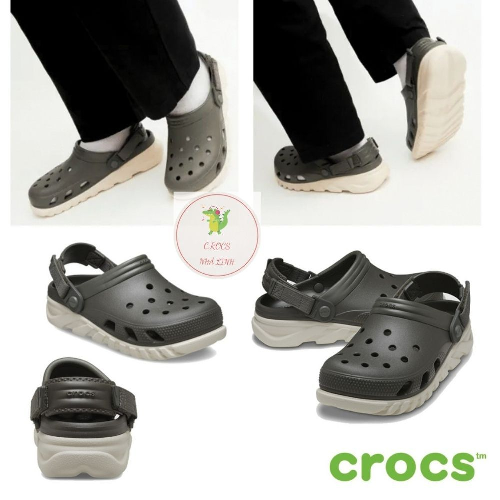 Crocs DUET MAX II Crocs 高品質標準整盒帶 10 張灰色貼紙,適合下雨天