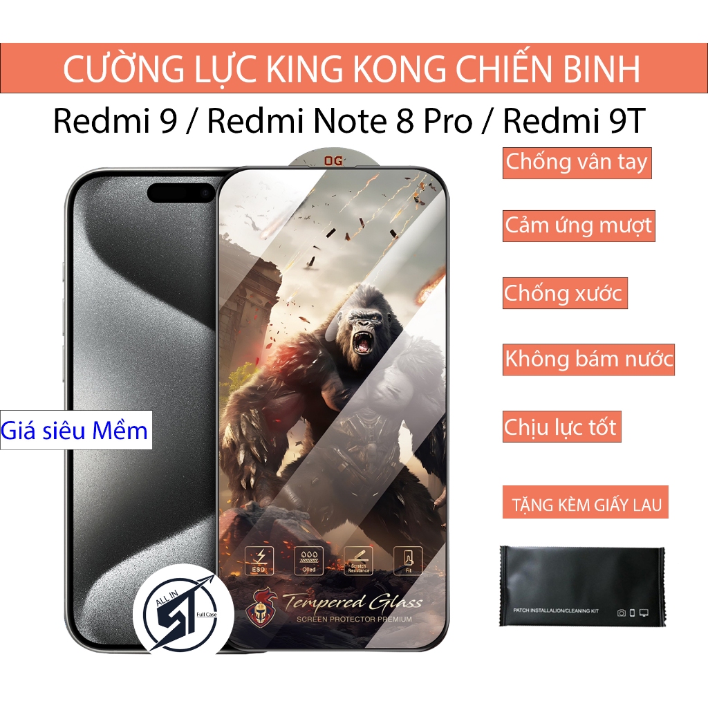 金剛 Redmi 9 / Redmi Note 8 Pro / Redmi 9T 鋼化玻璃 - 全面屏保護膜