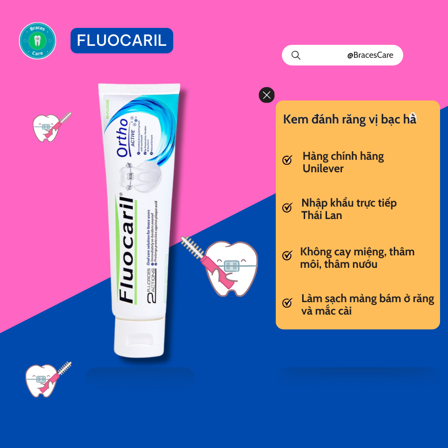人用牙膏 Fluocaril 泰國薄荷味 100g BracesCare