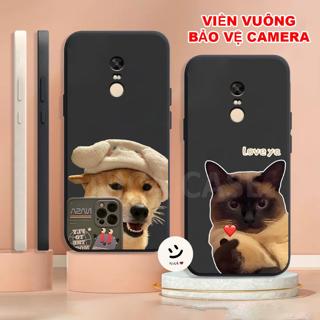 小米紅米 NOTE 4 / 4X TPU 手機殼帶方形邊緣印刷可愛酷狗貓形象