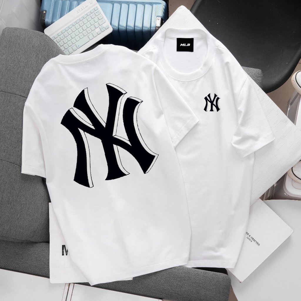 Mlb 男女 T 恤,黑色紐約黑色白色男女 MLB T 恤,熱印優質 100% 棉 2-Way 彈力棉