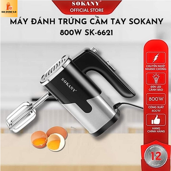 Sokany 800W便攜式打蛋器有5種專用可調速